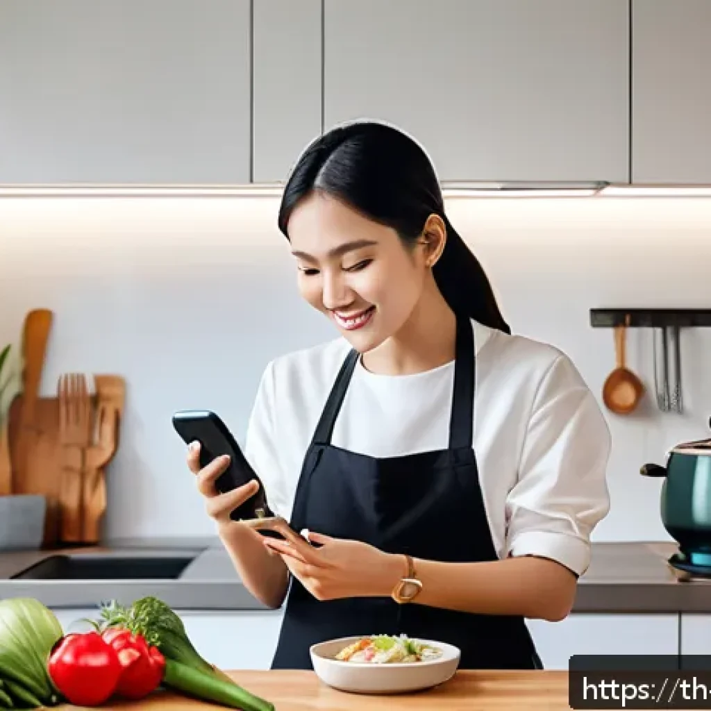 음성 인터페이스와 소셜 미디어의 연계 - A modern urban scene showing a young Asian woman using voice command on her latest smartphone while ...