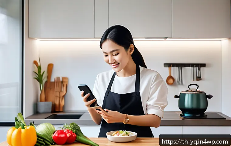 음성 인터페이스와 소셜 미디어의 연계 - A modern urban scene showing a young Asian woman using voice command on her latest smartphone while ...